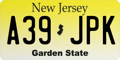 NJ license plate A39JPK