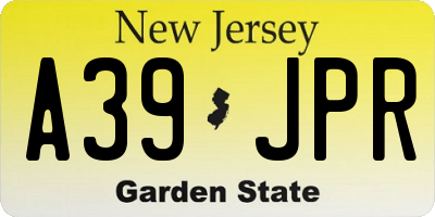 NJ license plate A39JPR