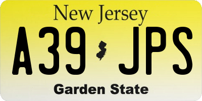 NJ license plate A39JPS