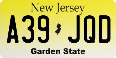 NJ license plate A39JQD