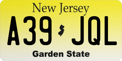 NJ license plate A39JQL
