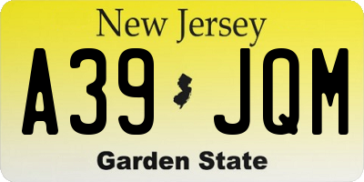 NJ license plate A39JQM