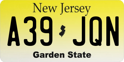 NJ license plate A39JQN