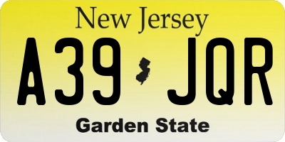 NJ license plate A39JQR