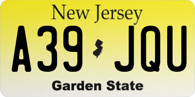 NJ license plate A39JQU