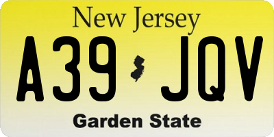 NJ license plate A39JQV