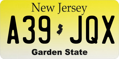 NJ license plate A39JQX