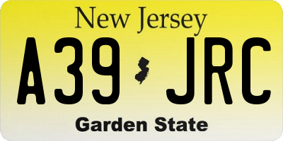 NJ license plate A39JRC
