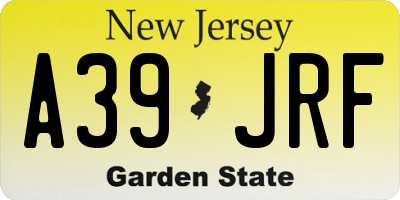 NJ license plate A39JRF