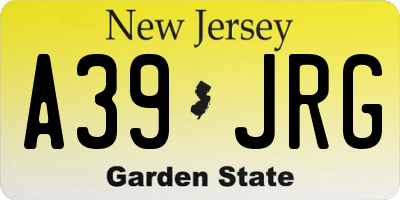 NJ license plate A39JRG