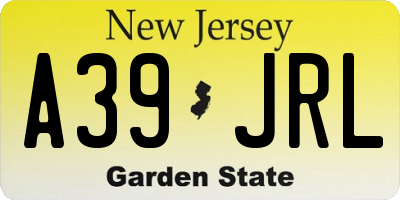 NJ license plate A39JRL