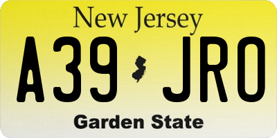 NJ license plate A39JRO