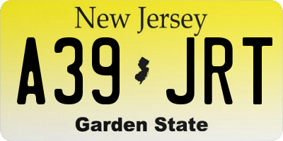 NJ license plate A39JRT