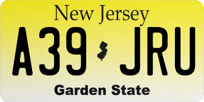 NJ license plate A39JRU