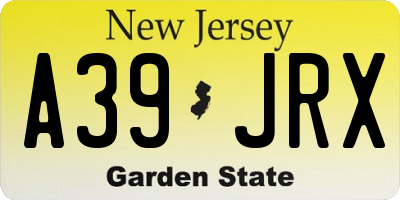 NJ license plate A39JRX