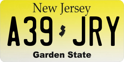 NJ license plate A39JRY