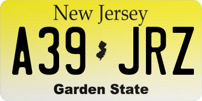 NJ license plate A39JRZ