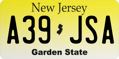 NJ license plate A39JSA