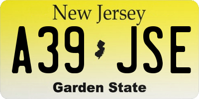 NJ license plate A39JSE