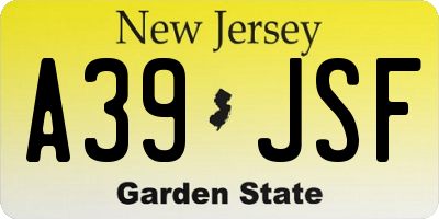 NJ license plate A39JSF