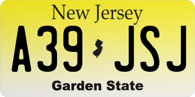 NJ license plate A39JSJ