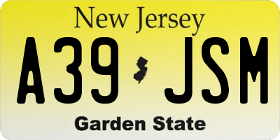 NJ license plate A39JSM