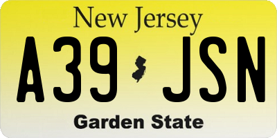 NJ license plate A39JSN