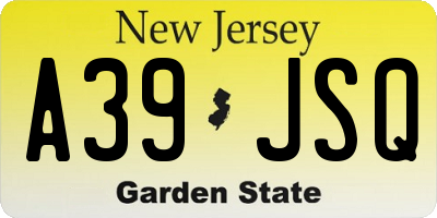 NJ license plate A39JSQ