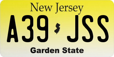 NJ license plate A39JSS