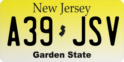 NJ license plate A39JSV