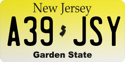 NJ license plate A39JSY