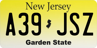 NJ license plate A39JSZ