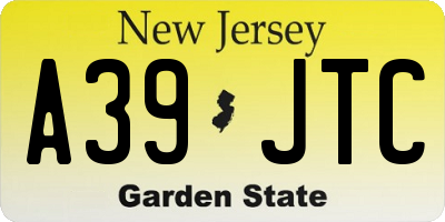 NJ license plate A39JTC