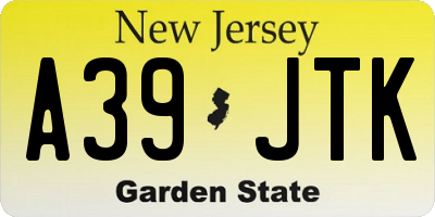 NJ license plate A39JTK