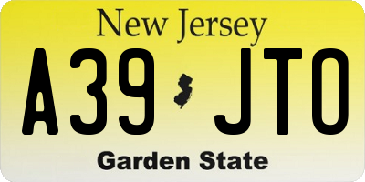 NJ license plate A39JTO