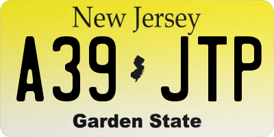 NJ license plate A39JTP