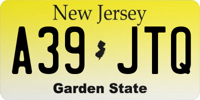 NJ license plate A39JTQ