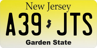 NJ license plate A39JTS