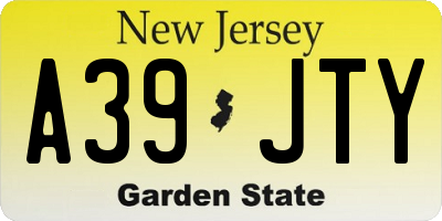 NJ license plate A39JTY