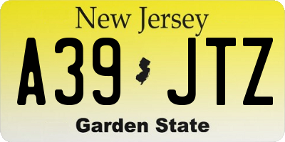 NJ license plate A39JTZ