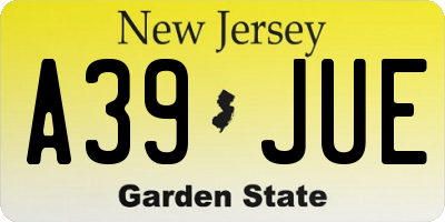 NJ license plate A39JUE