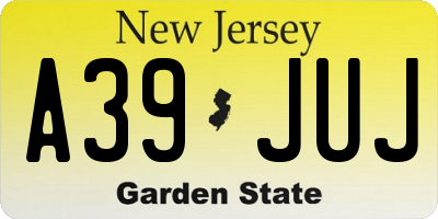 NJ license plate A39JUJ