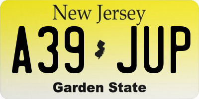 NJ license plate A39JUP