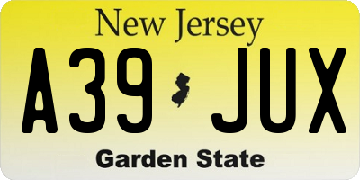 NJ license plate A39JUX