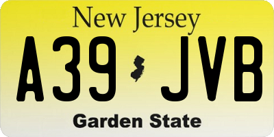 NJ license plate A39JVB