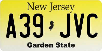 NJ license plate A39JVC
