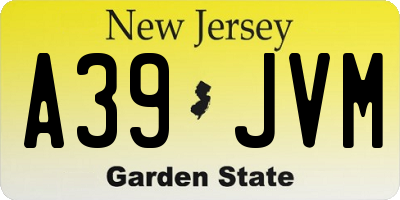 NJ license plate A39JVM