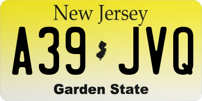 NJ license plate A39JVQ