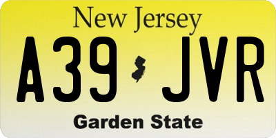NJ license plate A39JVR