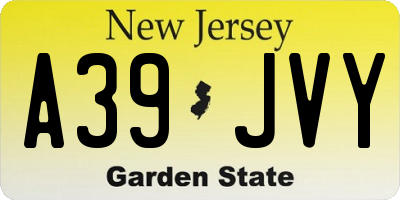 NJ license plate A39JVY